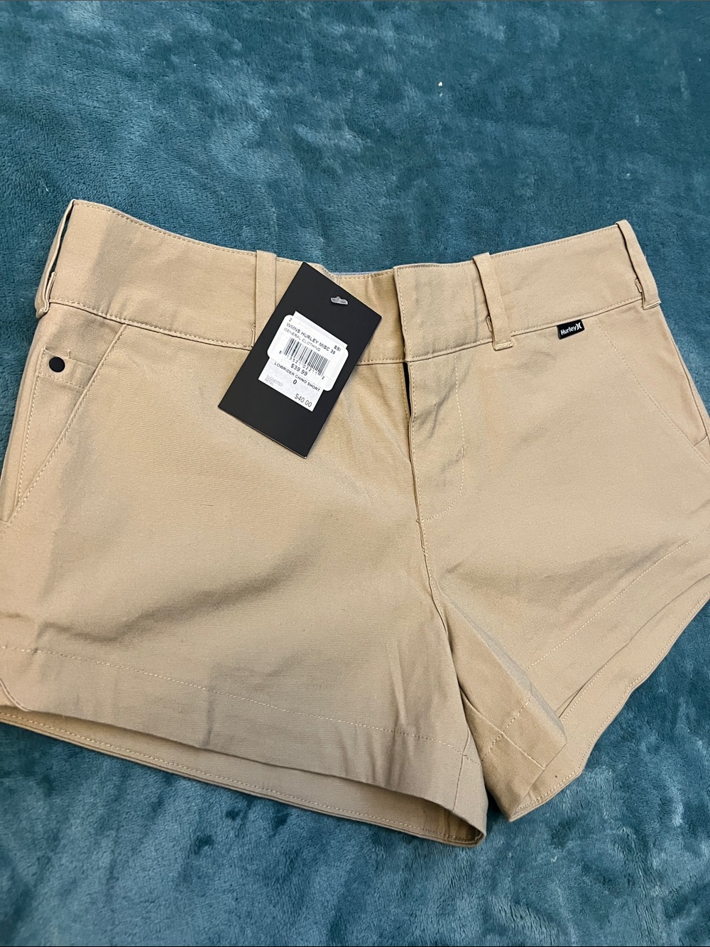 Hurley Women’s Khaki Chino-Style Athletic Shorts